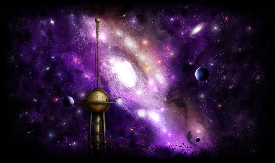 ''Space observatory. The Upper Floor''. Illustration for Frozen Pixels Studio site